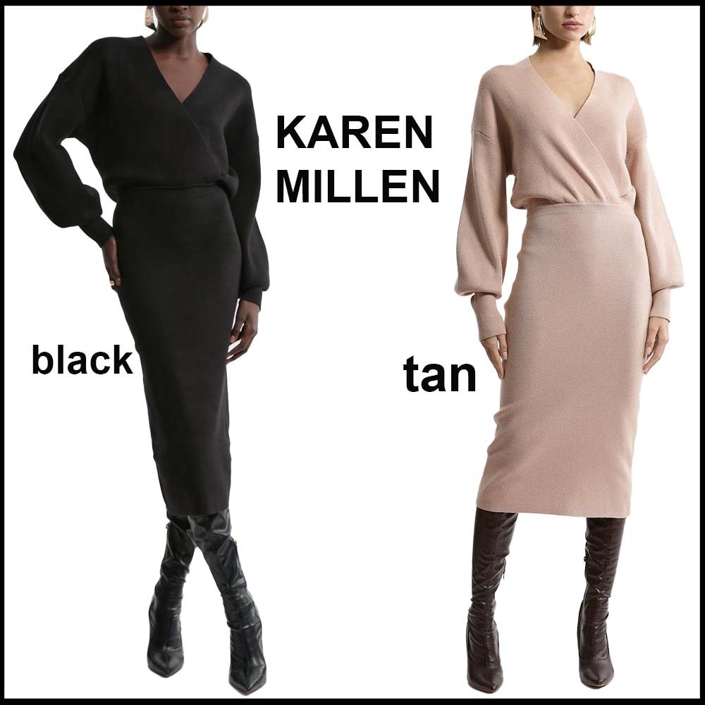 Karen Millen★バルーンスリーブペンシルニットワンピース