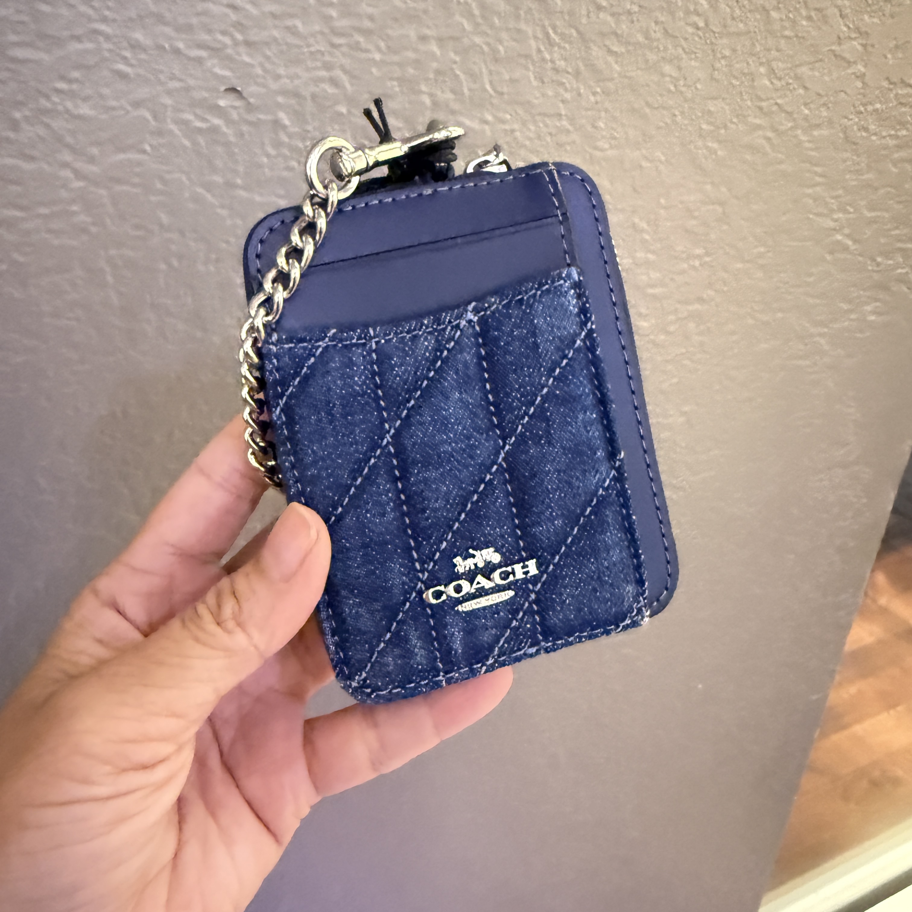 Coach CAR26 Zip Card Case With Quilting DENIM カード収納
