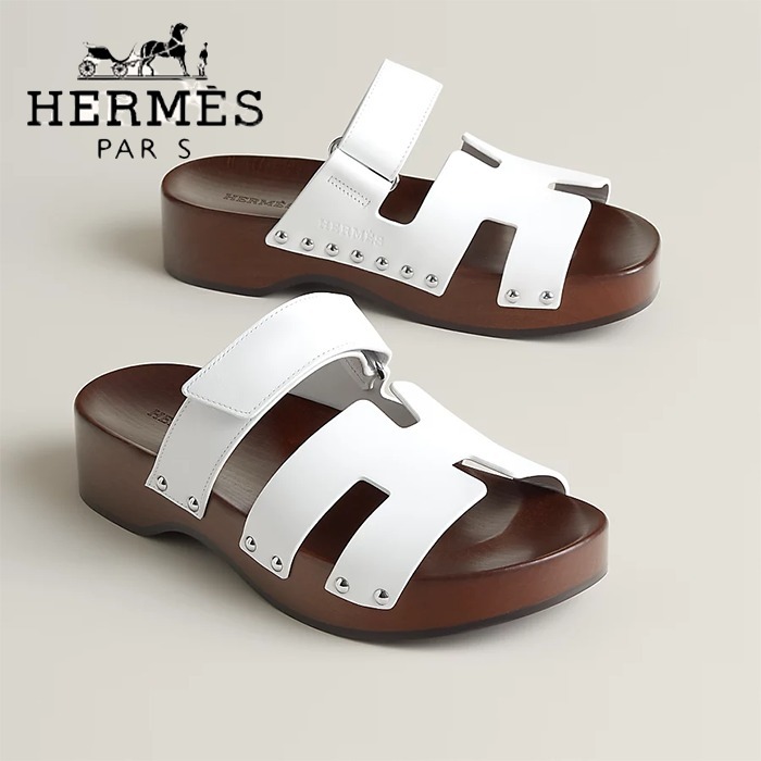 《スタッズと厚底が◎ /Blanc》HERMES サンダル KOS