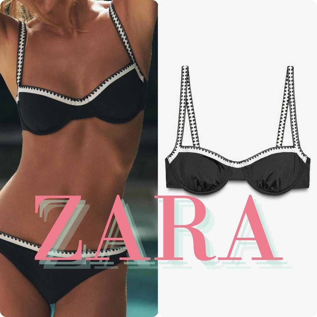 ZARA コントラストアンダーワイヤービキニトップス 0167/003