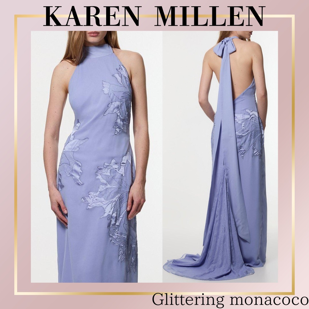 【Karen Millen】ギピュールレースホルターマキシドレス 国内発!関税込*KAREN MILLEN* レース ホルターマキシドレス