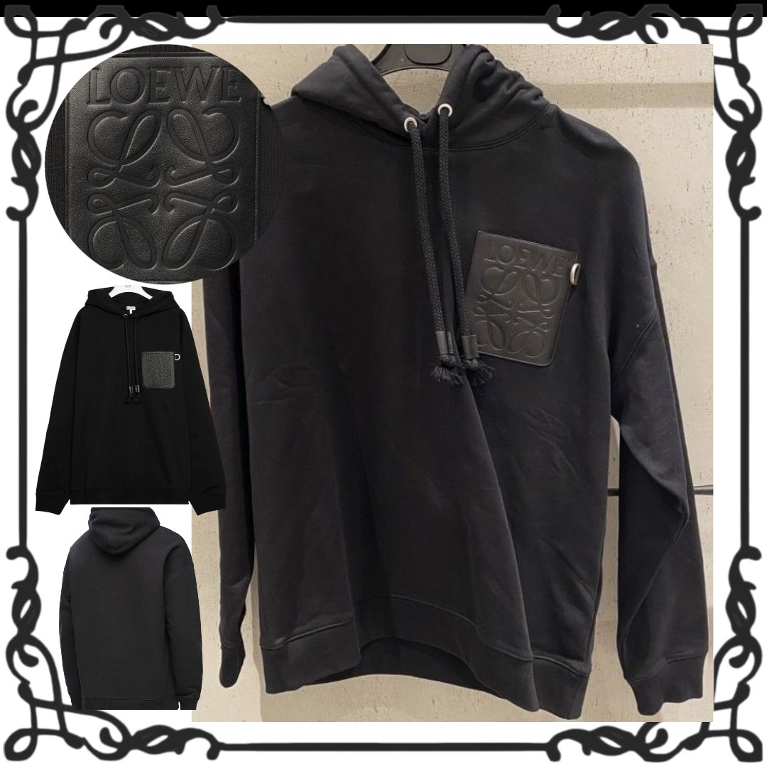 LOEWE 洗練デザイン！パーカー 黒 Relaxed Fit Hoodie In Cotton