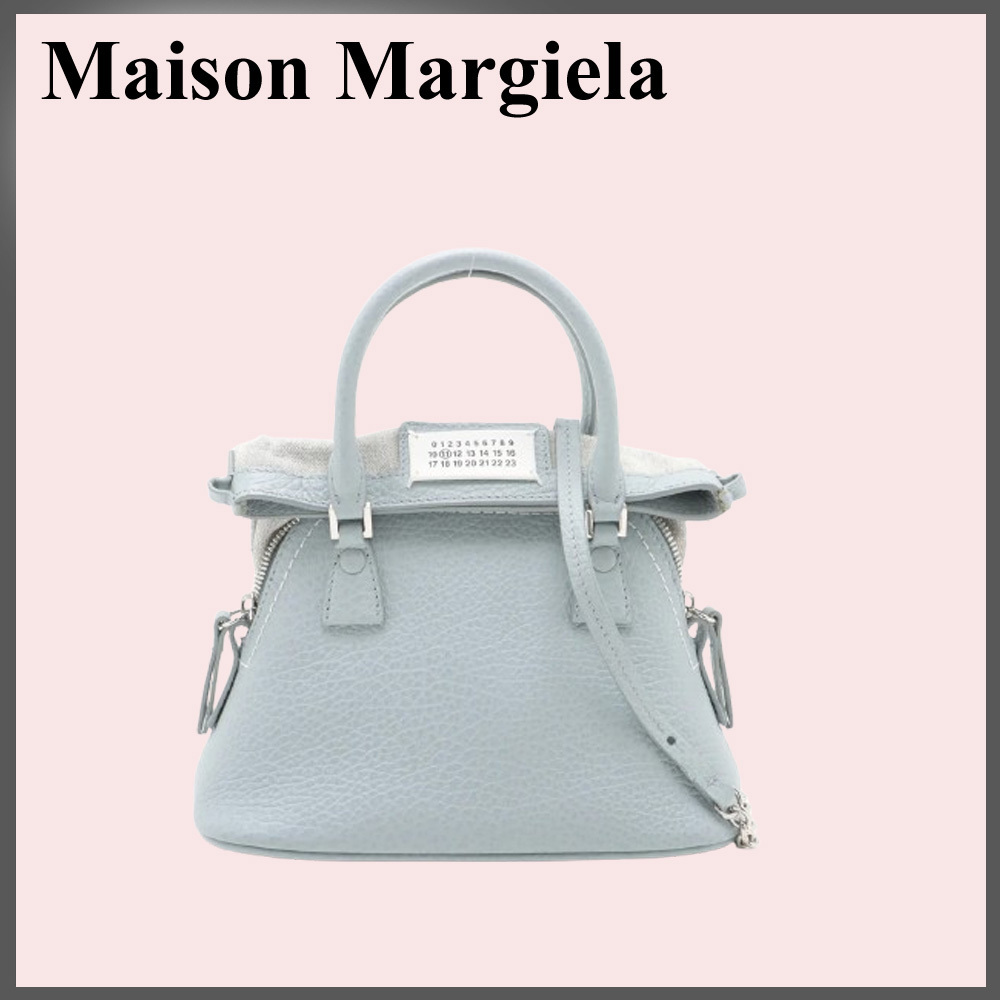 Maison Margiela 5AC キャンバスレザー 2WAYハンドバッグ ブルー
