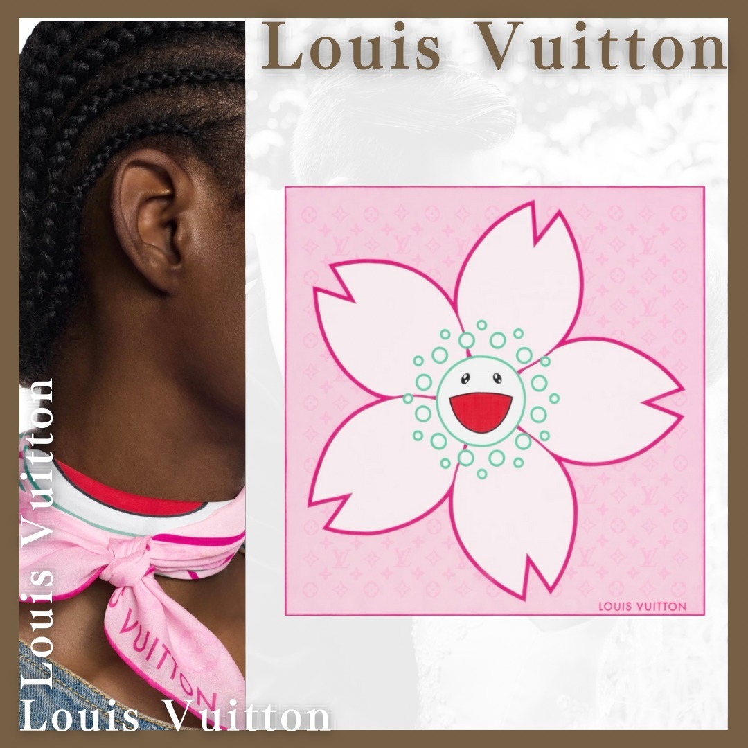 【村上隆コラボ】◆LouisVuitton◆スカーフ 桜 カレ55
