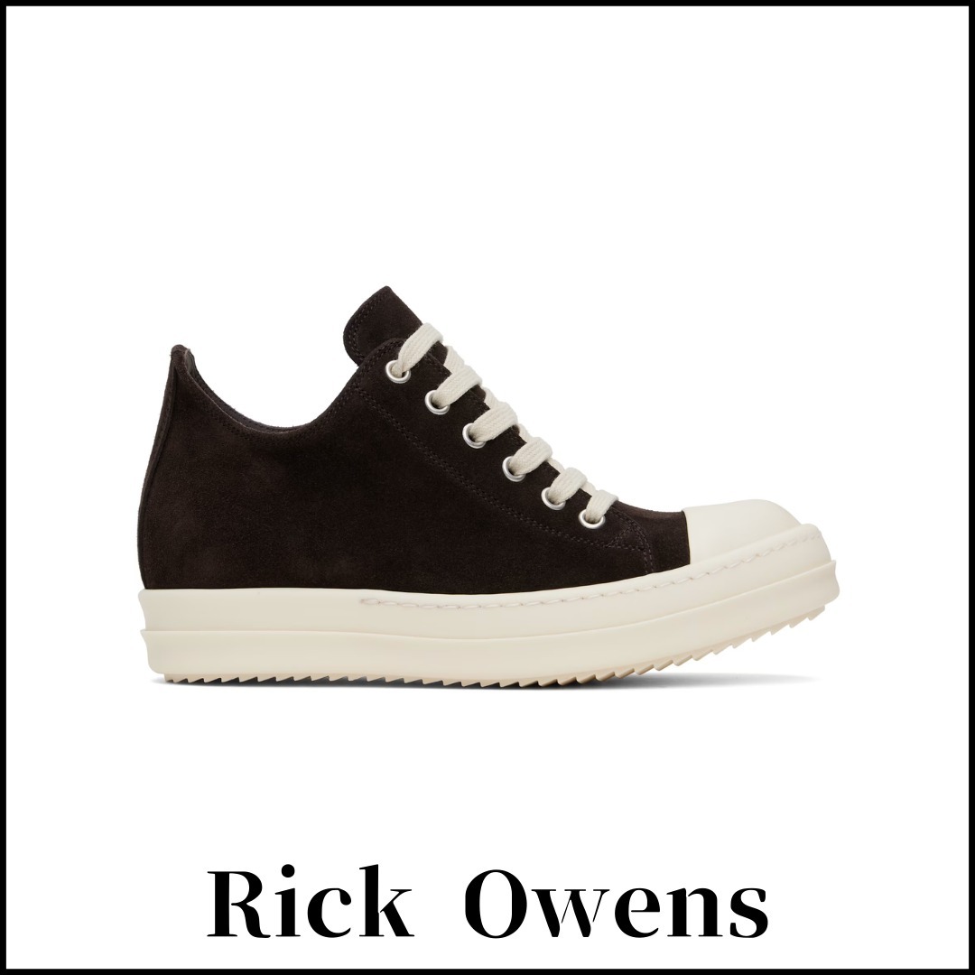 関税込【RICK OWENS 】ブラウン Hollywood ローカットスニーカー