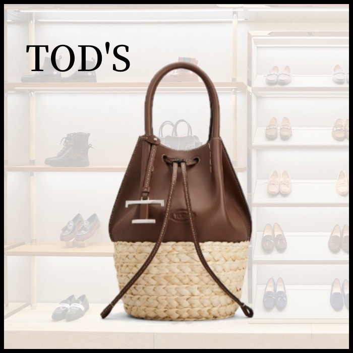 ◆TOD´S◆トッズ ストロー＆レザー バケットバッグ ミニ