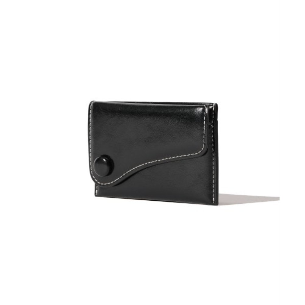 ★lemasque★ Dot Saddle Slim Mini Transit Card Wallet Black