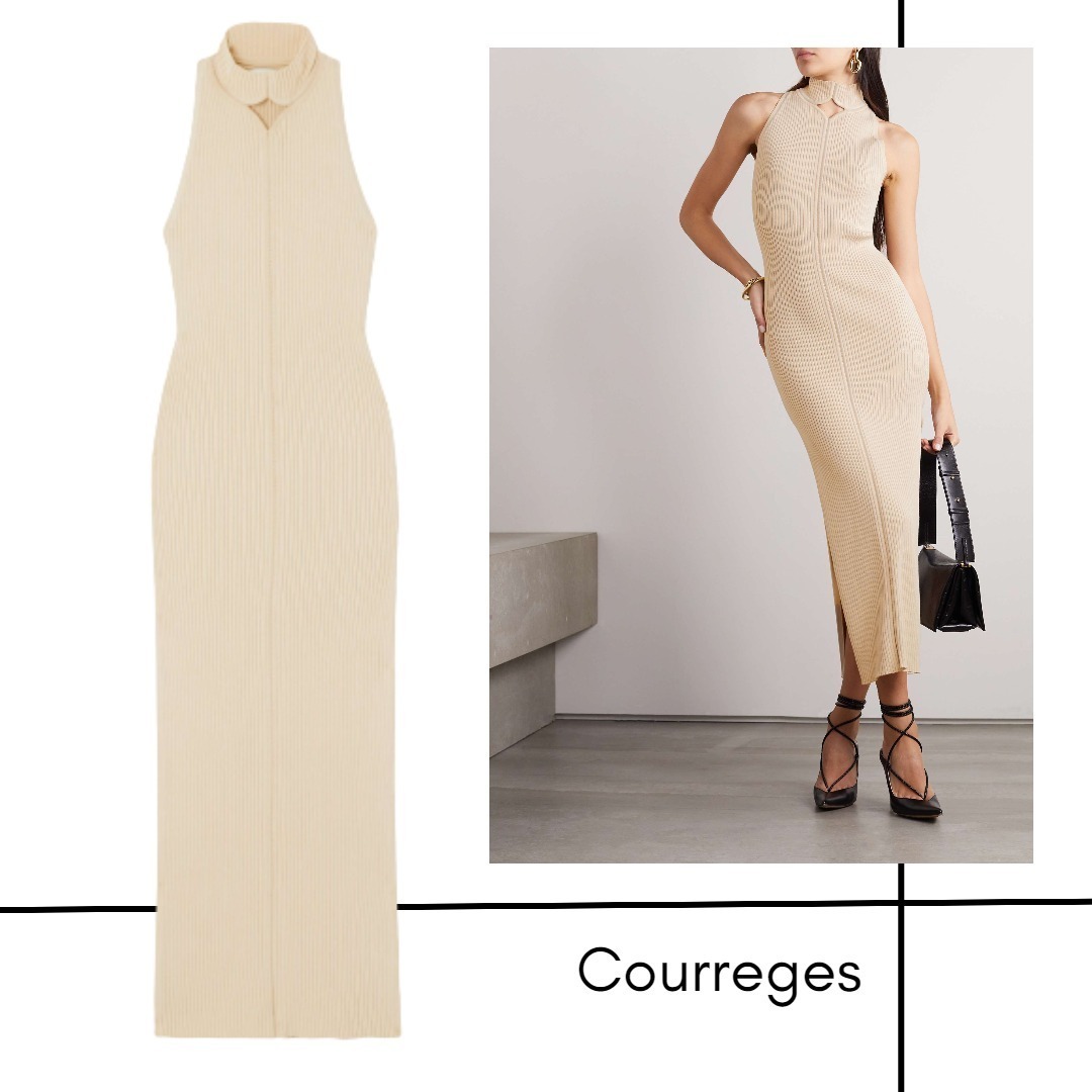 【Courreges】カットアウト リブニット マキシドレス☆関税込