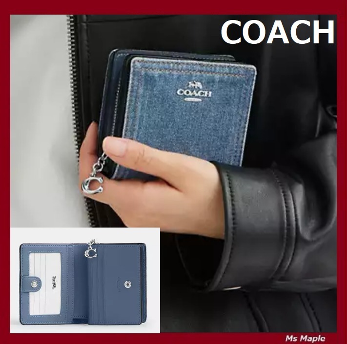 コンパクト☆デニム地【Coach】★Snap Wallet Denim