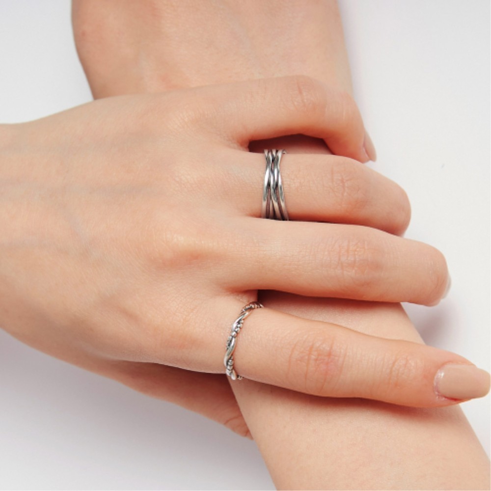 ★47bag ★ 925 Silver Twisted Silver Ring Beyla Beyla 689252