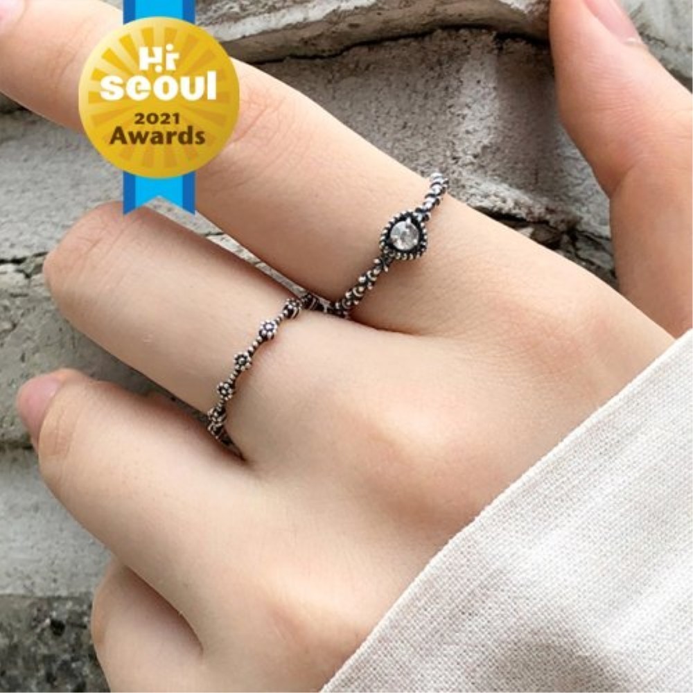 ★47bag ★ 925 Silver Florr Diamond Ring 664070