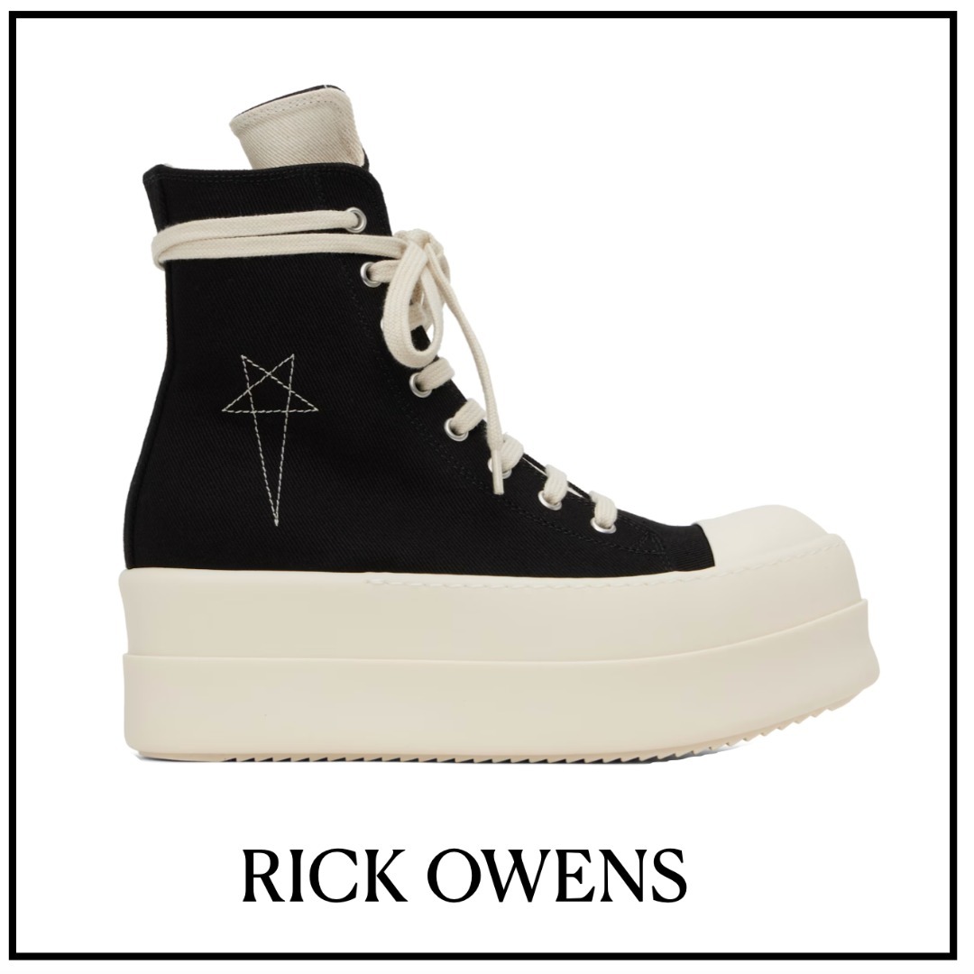 【RICK OWENS】ブラック Hollywood Double Bumper スニーカー