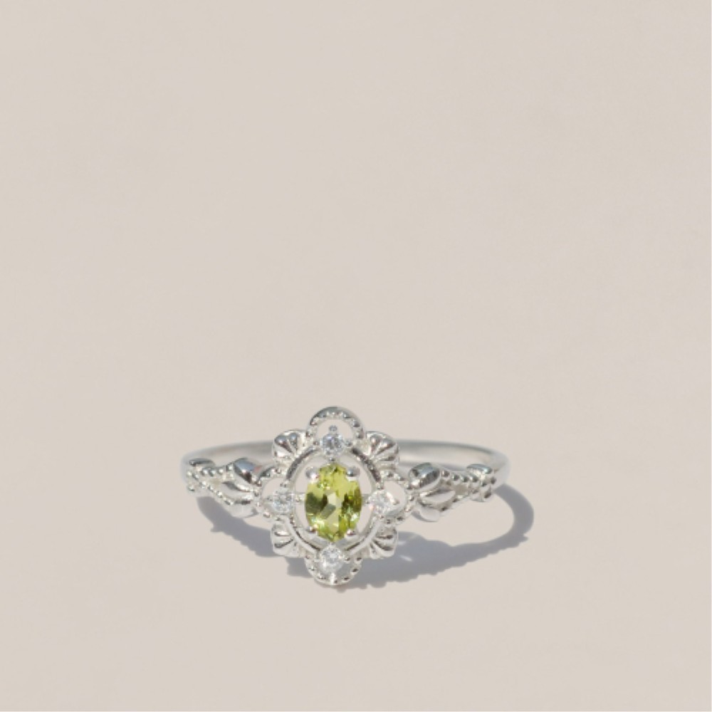 ★47bag ★ 925 Silver Natural Peridot Green Gemstone Ring Pa