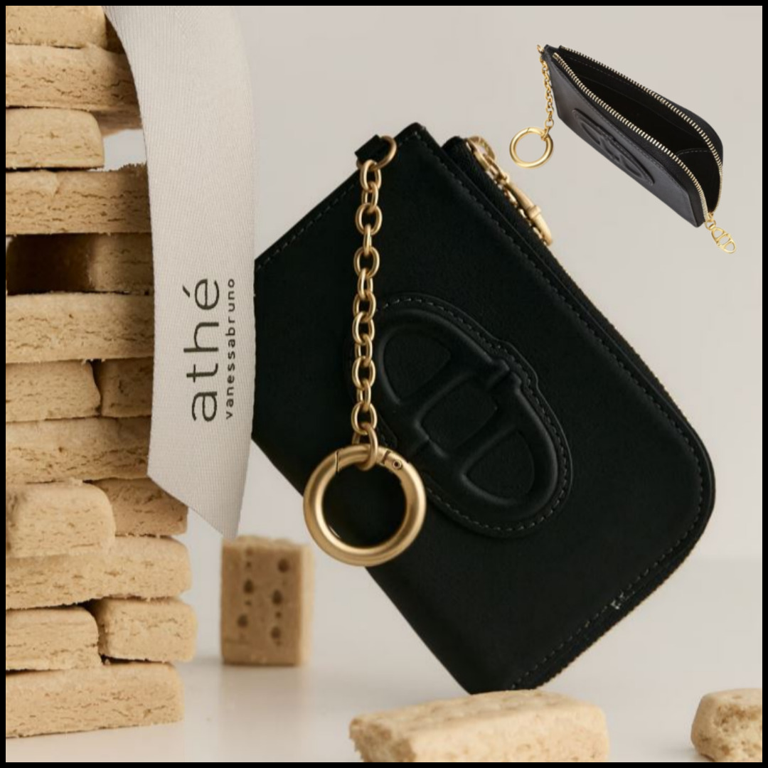 コインケース・小銭入れ [ATHE VANESSABRUNO] STAMP LEATHER ZIPPER COIN WALLET BK