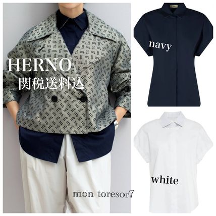希少❗️ OLD HERNO ヘルノ 金ボタン 5部袖 ブラウス トップス
