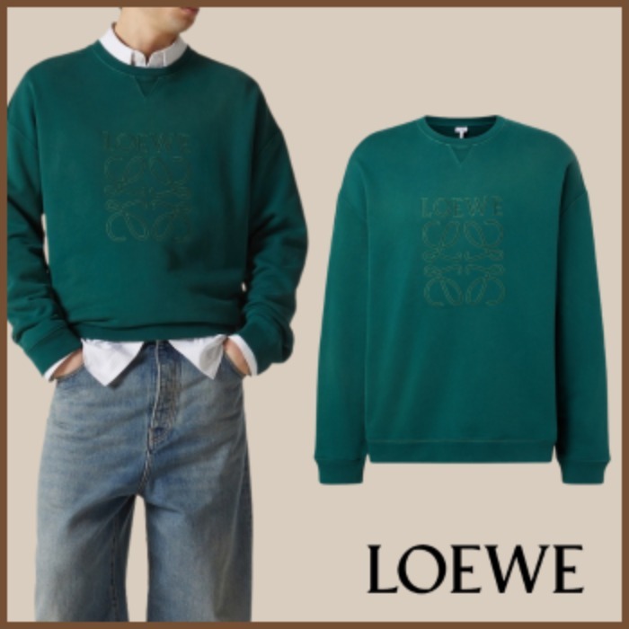 【LOEWE】アナグラム コットン フリース スウェット Dark Green
