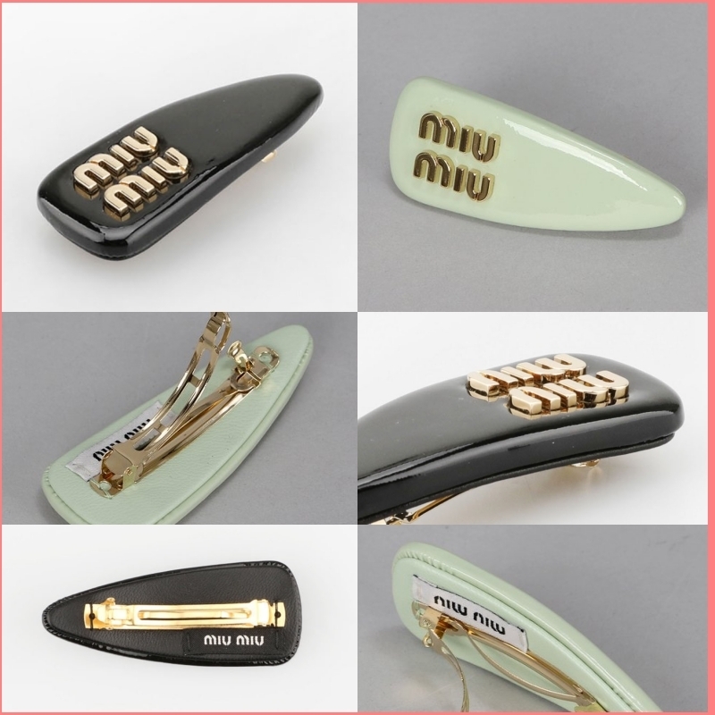 [MiuMiu] ゴールドロゴ パテントレザー ヘアクリップ