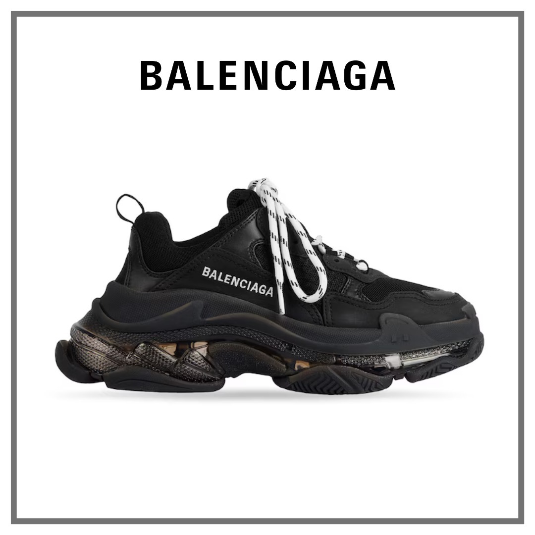 【BALENCIAGA】Triple S Clear Sole スニーカー ブラック★28cm