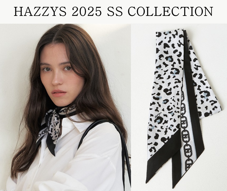 スカーフ [HAZZYS] 25 S/S 100% SILK White Leopard Petit Silk Scarf