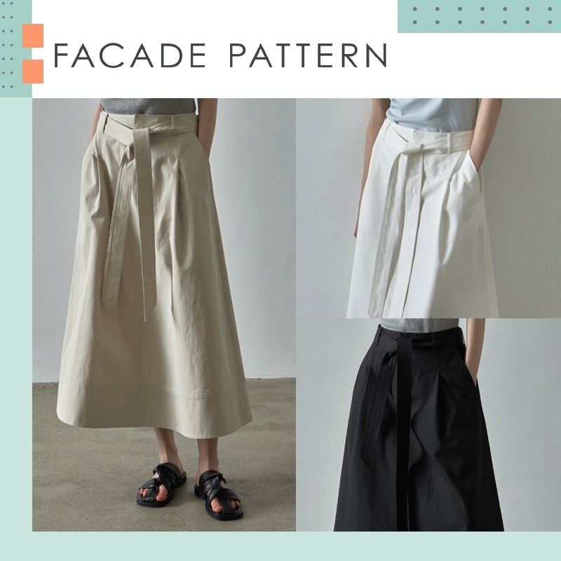 FACADE PATTERN ♥ Belted one-tuck skirt / 追跡付