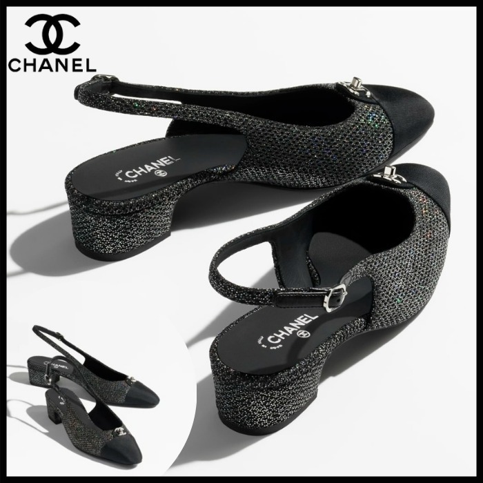 【上品な輝き】CHANEL 上品 スリングバックシューズ エレガント
