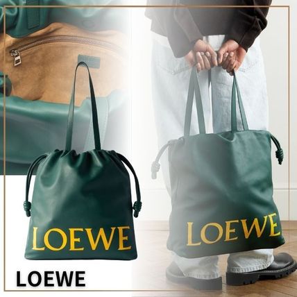 LOEWE ロエベ 総柄 キャンバス 巾着 バックパック ネイビー