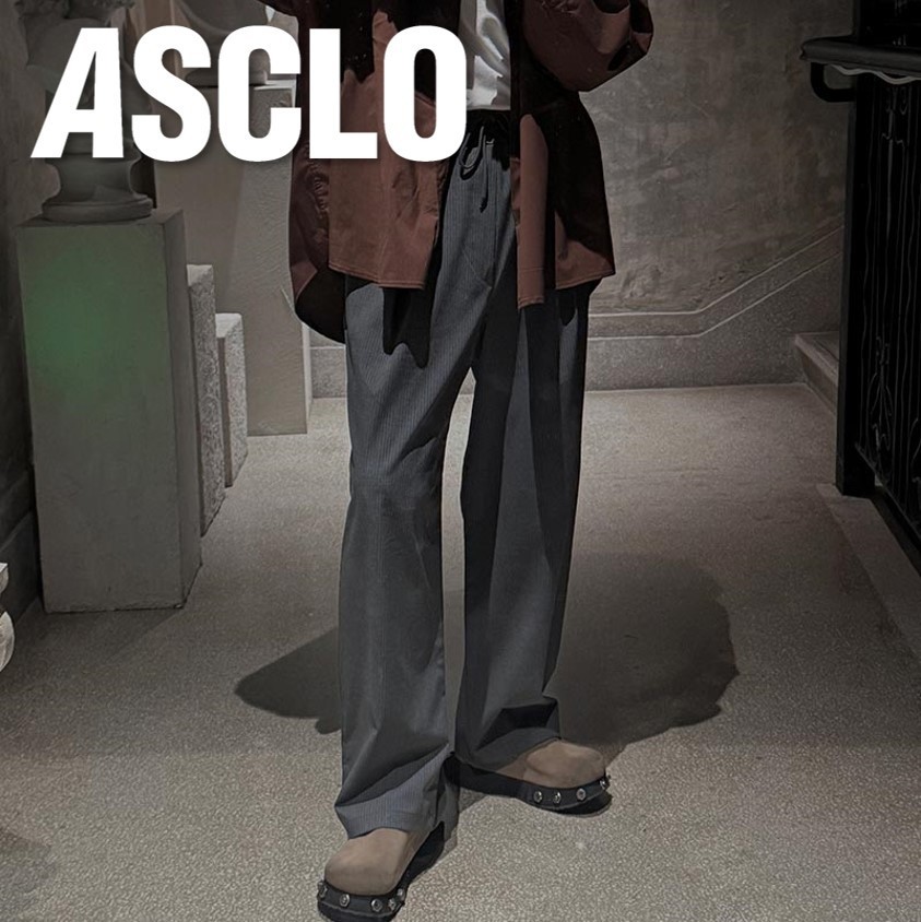 パンツ ASCLO Box Tuck Stripe Banding Slacks (2color)