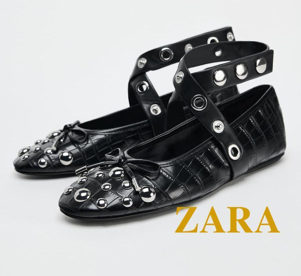 ☆ドイツ発*ZARA*新作*BOWスタッズバレエシューズ☆