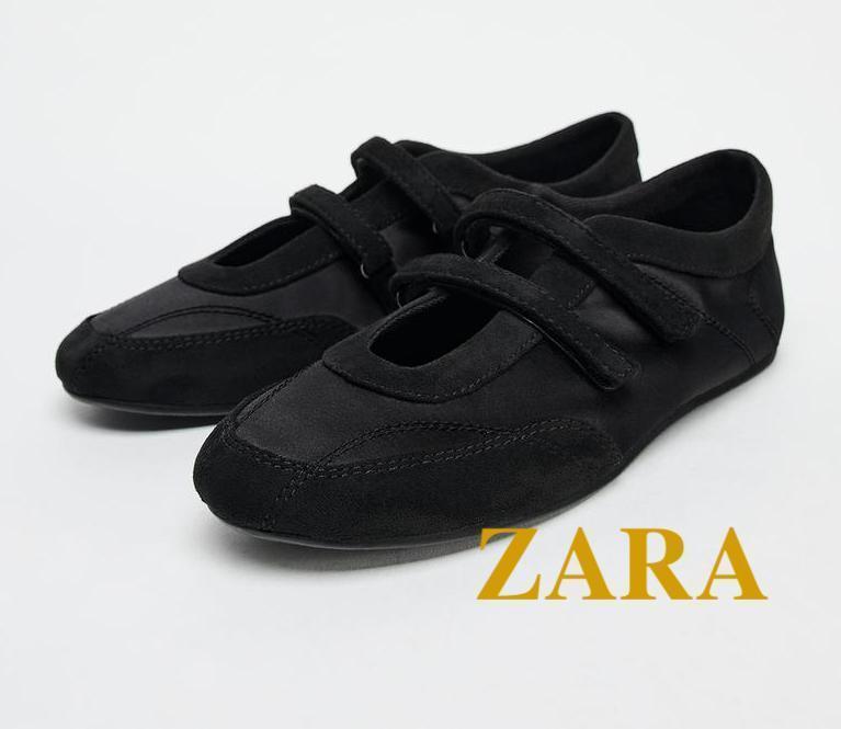 ☆ドイツ発*ZARA*新作*ダブルストラップバレエシューズ/BLACK☆