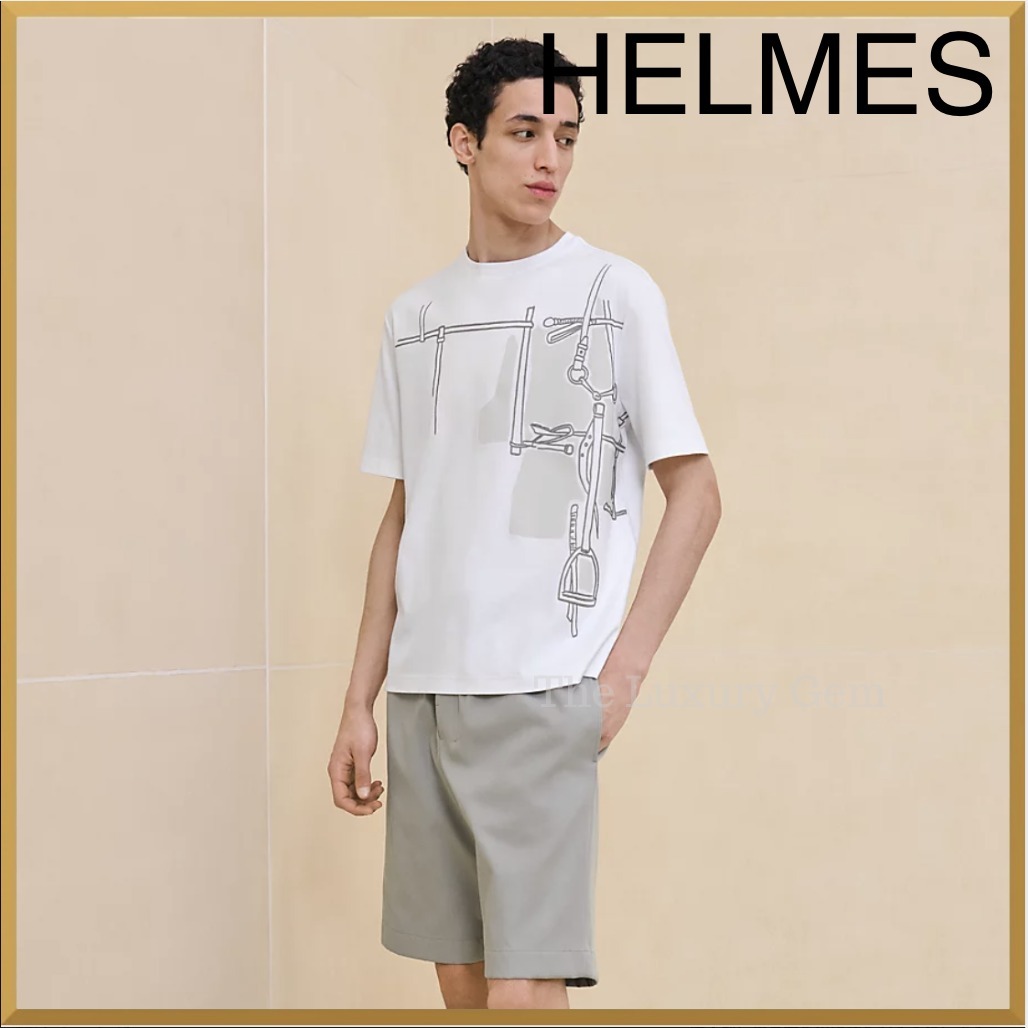 人気【HERMES】Tシャツ「Harnais en Gouache 3D」