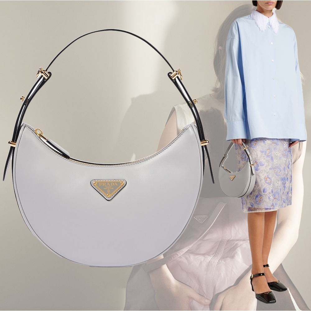 【希少】PRADA Arque スモール レザー ショルダーバッグ グレー