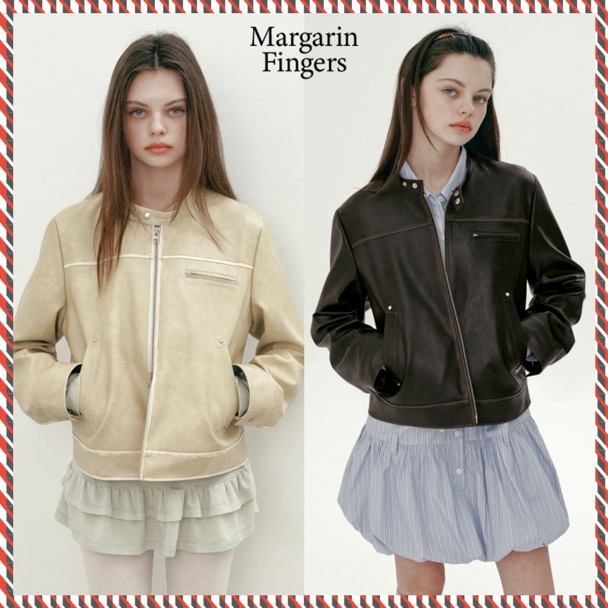 【MARGARIN FINGERS】25ss RIVET WASHED ECO LEATHER JACKET