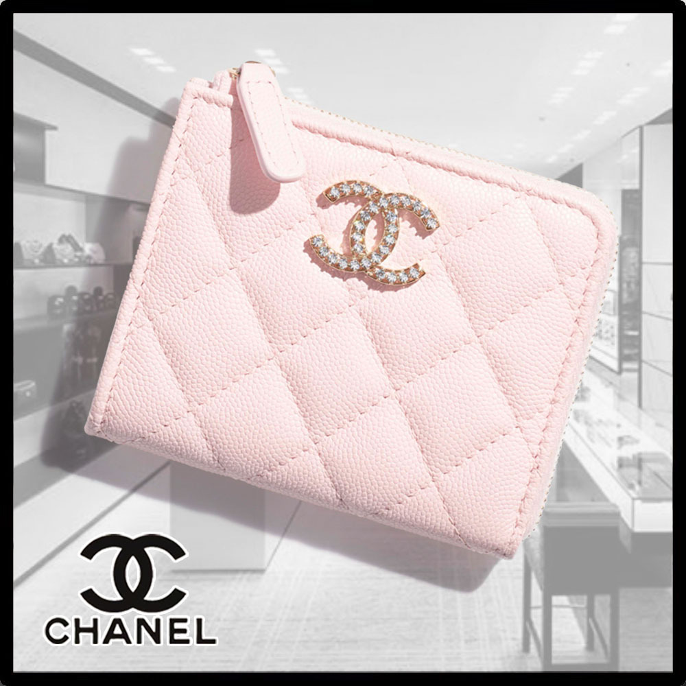 【ピンク☆キラキラCCロゴ】CHANEL★スモールジップ 財布