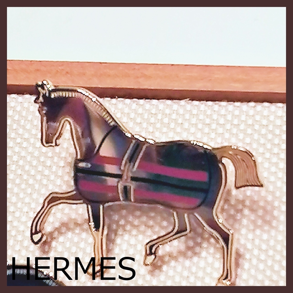 HERMES エルメス スカーフリング 赤 70 Cheval a la Couverture