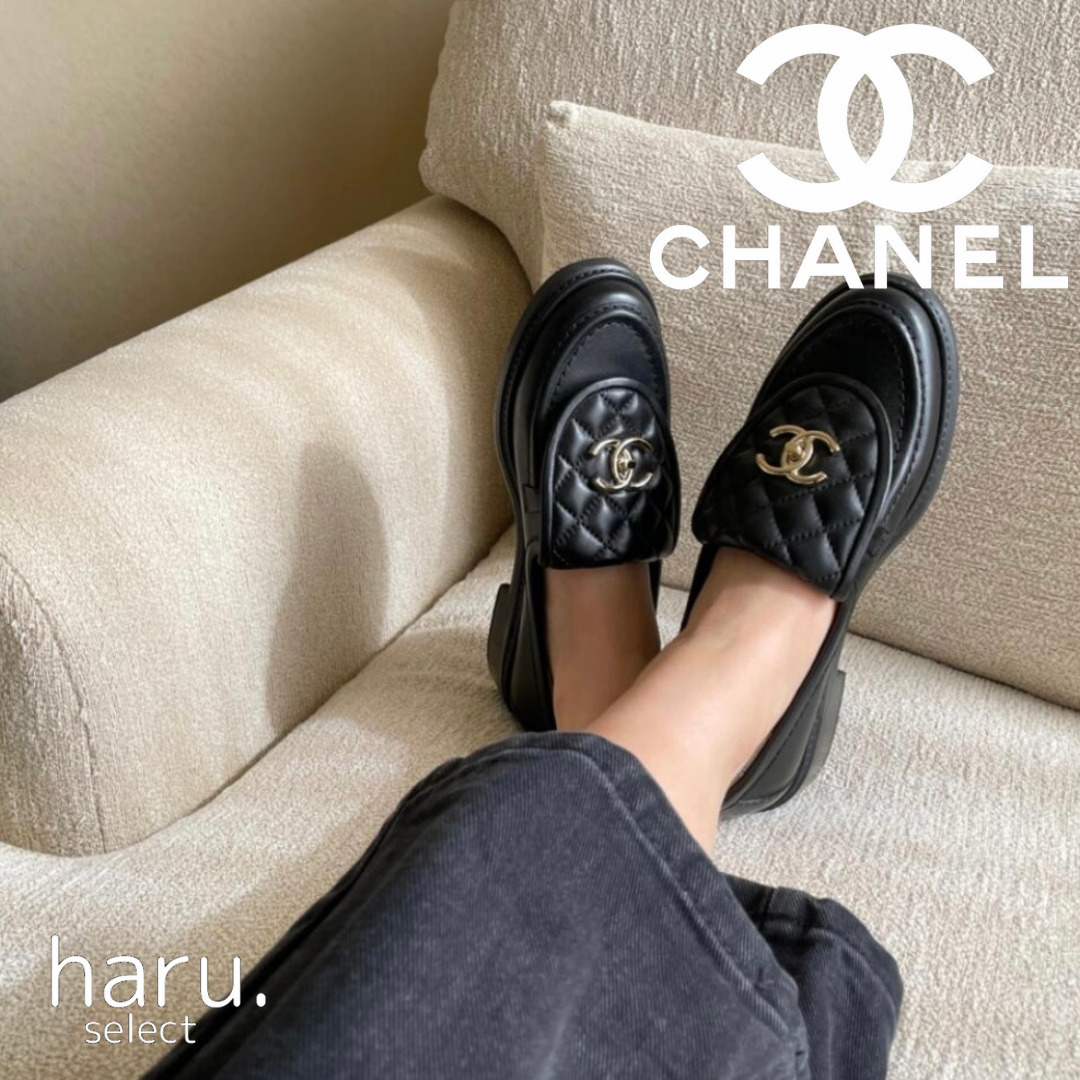大人気商品【CHANEL】ローファー CCロゴ ブラック