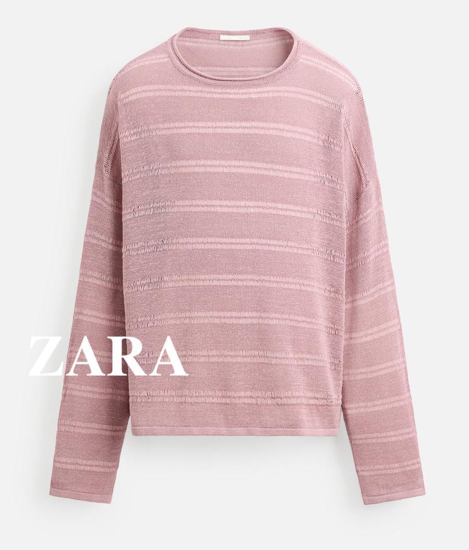 ☆ドイツ発*ZARA*新作*STRIPE テクスチャーニット/PINK☆