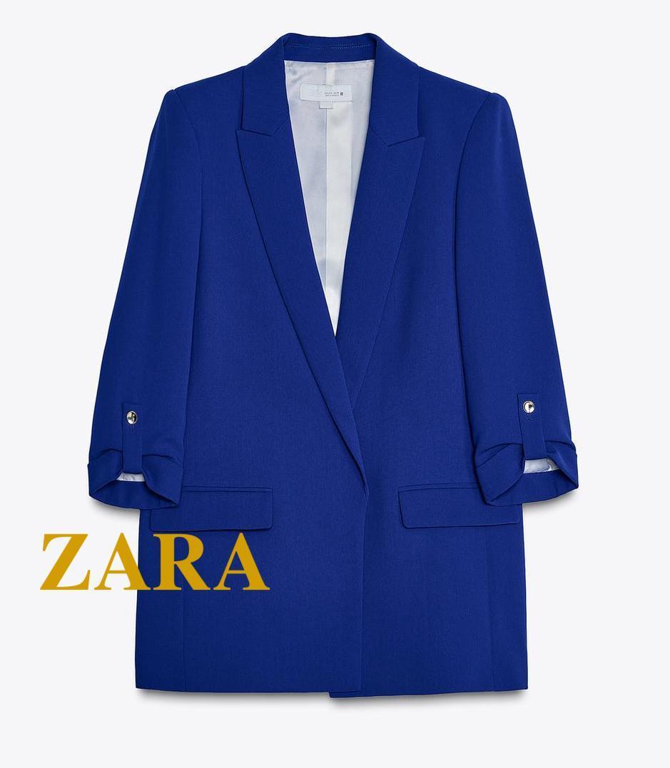 ☆ドイツ発*ZARA*新作*ロールアップスリーブブレザー/BLUISH☆