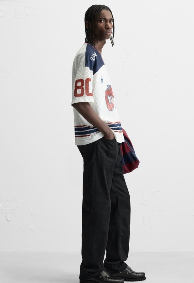 ZARA ウォッシュドプリントネットストラクチャーTシャツ 限定! ZARA ウォッシュドプリントネットストラクチャーTシャツ 限定