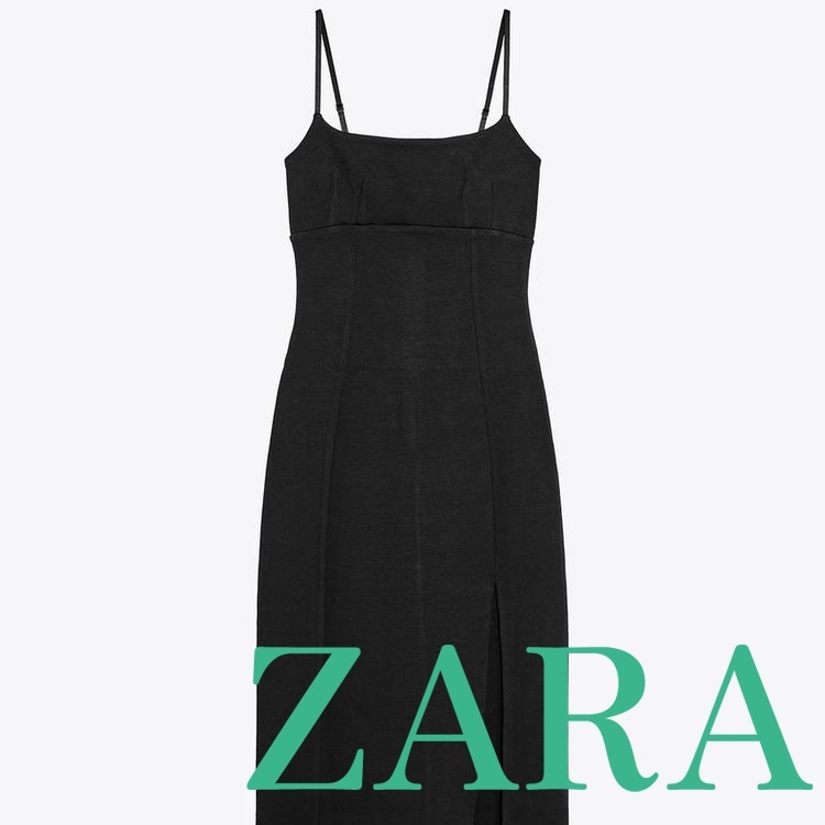 【ZARA】インターロックニット ストラップワンピース