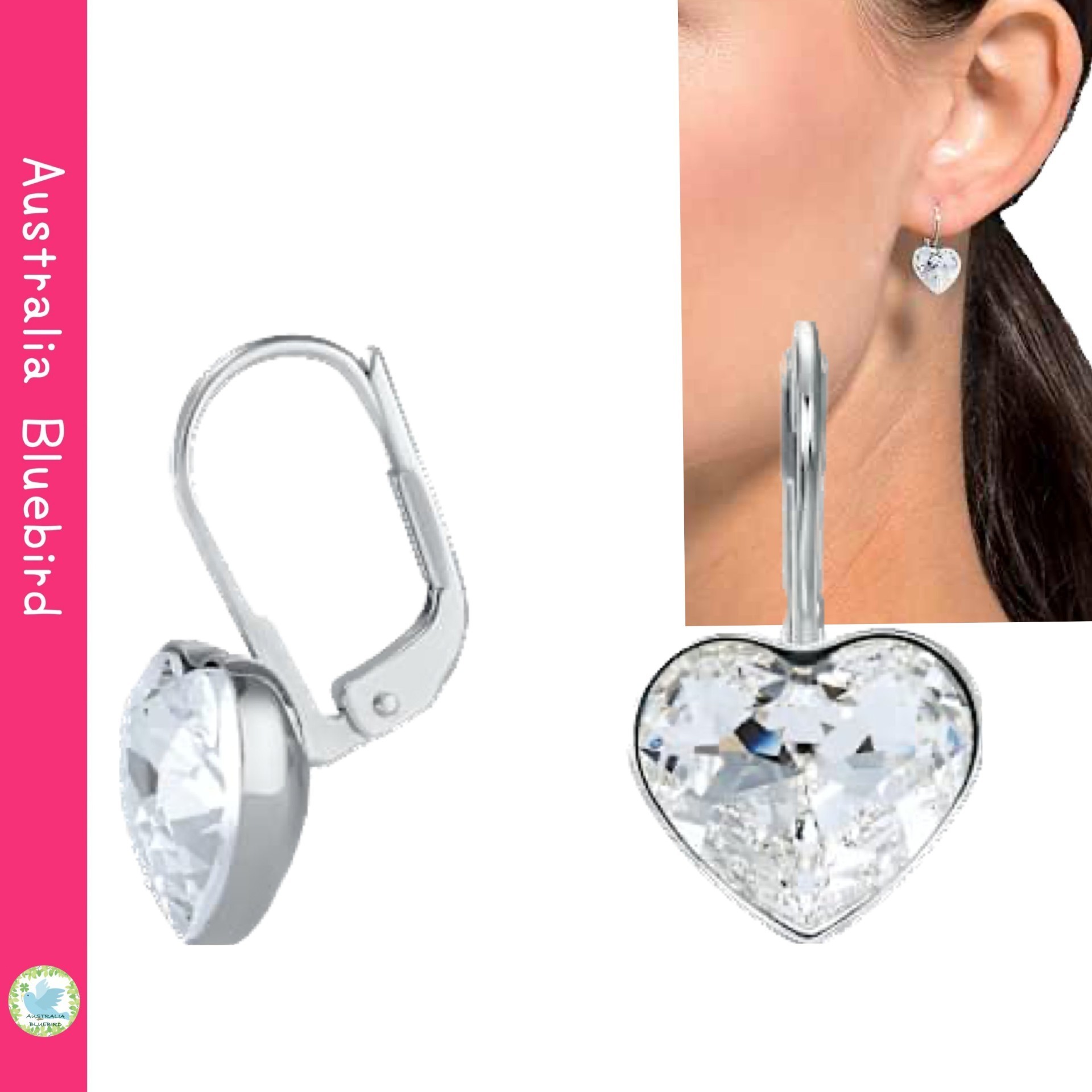 SWAROVSKI BELLA HEART ピアス Swarovski Bella Heart Pierced Earrings, Pink, Rose Gold Tone