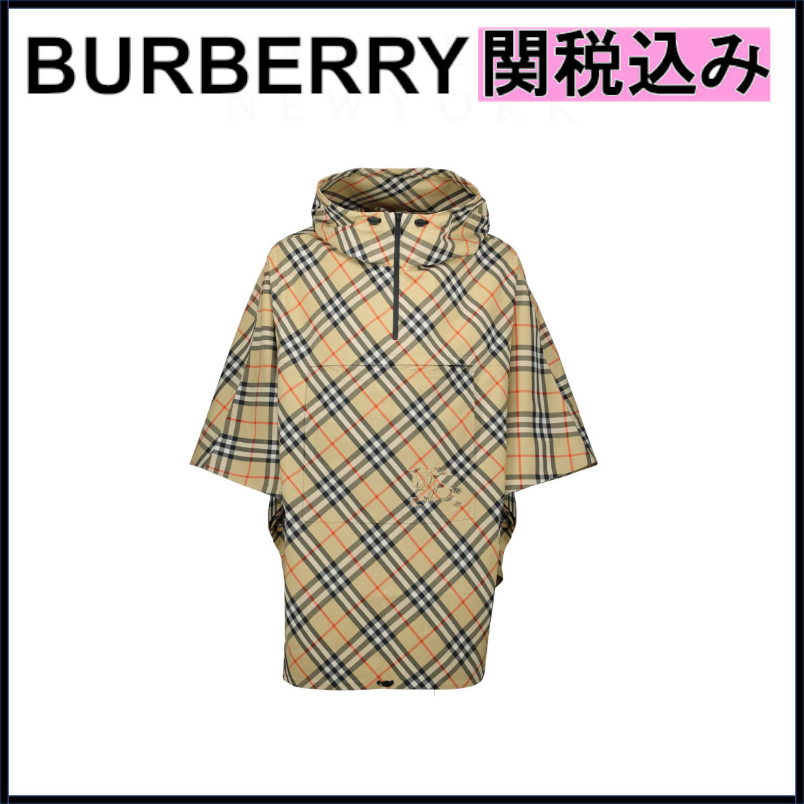 国内発送★BURBERRY★ロゴ チェック柄ケープ