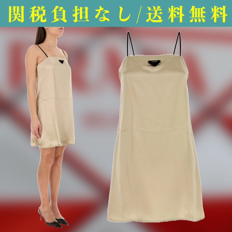 関税負担なし☆PRADA サテン ミニドレス/ワンピース