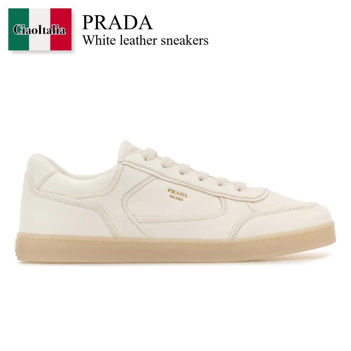スニーカー Prada White Leather Sneakers