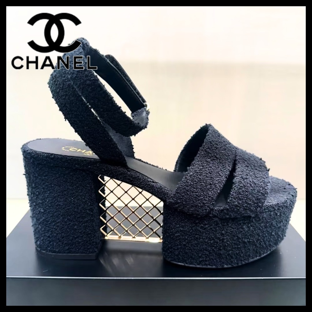 【ツイードが可愛い♡】CHANEL ハイヒール 厚底サンダル