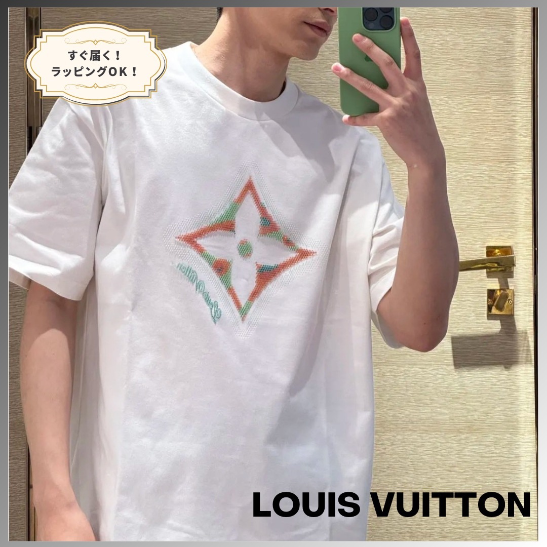 すぐ届く☆Louis Vuitton 3Dモノグラム フラワープリントTシャツ