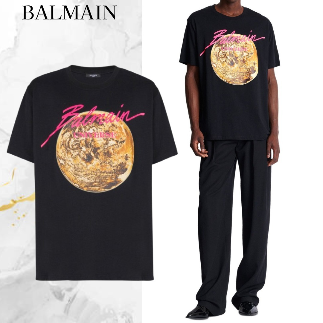 BALMAIN☆ユニバース ロゴ プラネットプリント T シャツ