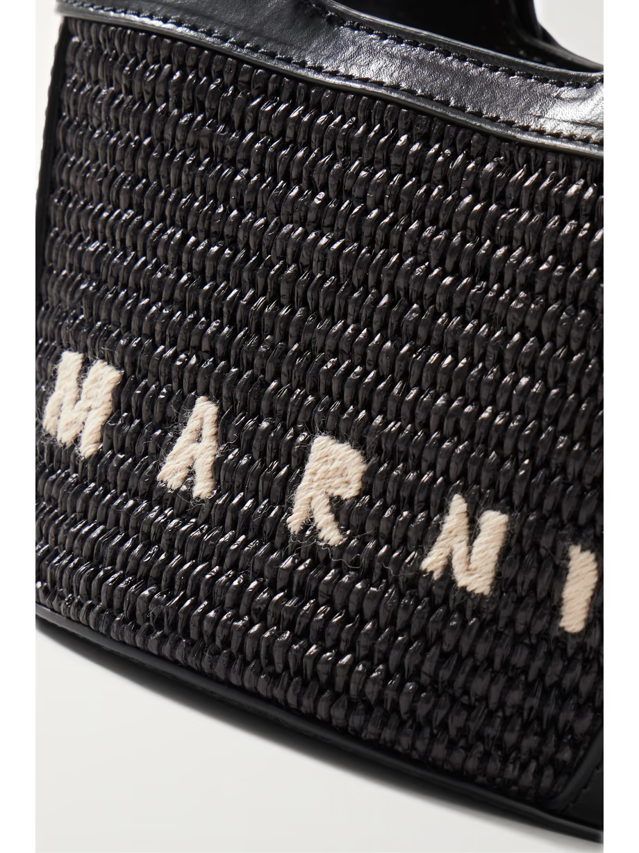 送料関税込【MARNI】トロピカリア 刺繍入りラフィアトートバッグ MARNI Tropicalia ラフィア＆レザー スモール トートバッグ 刺繍