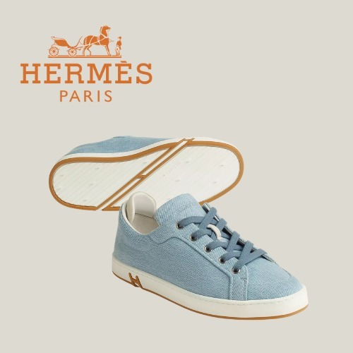 お洒落な色合い【HERMES】デニム×スエード☆Kidスニーカー