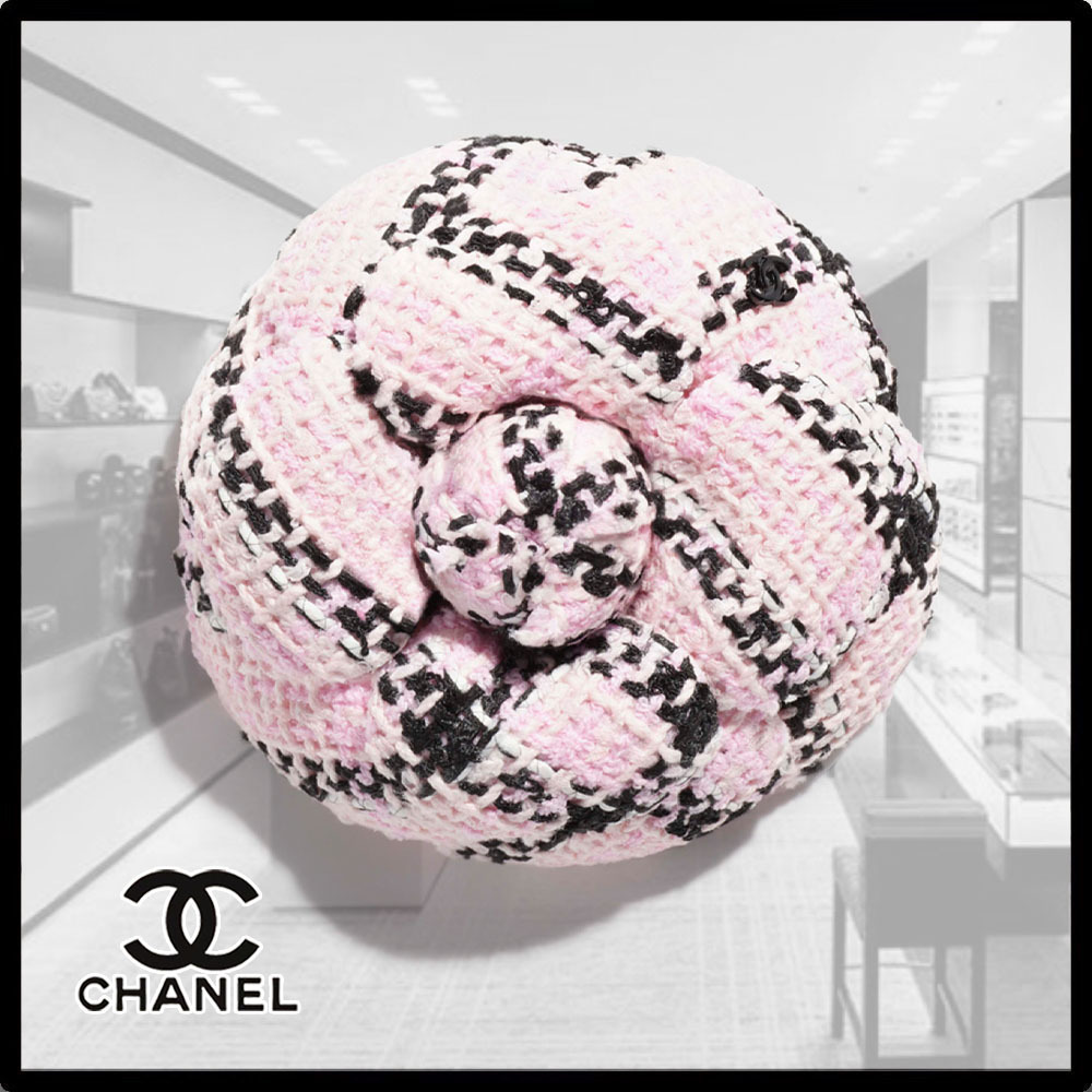 【ピンクｘブラック☆上品☆】CHANEL★カメリアブローチ