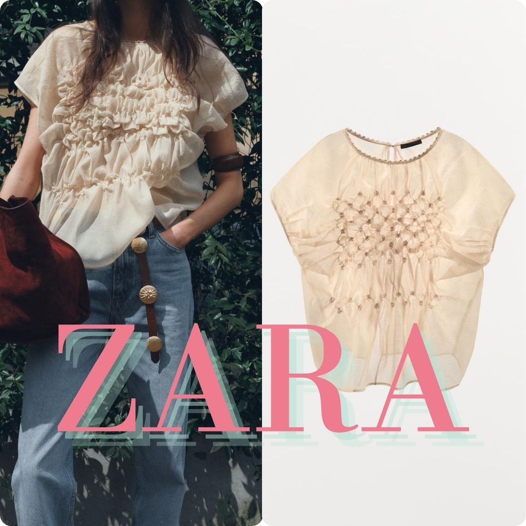ZARA 立体フラワー刺繍トップス 4786/002